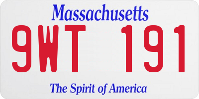 MA license plate 9WT191