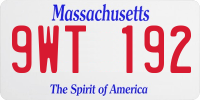MA license plate 9WT192