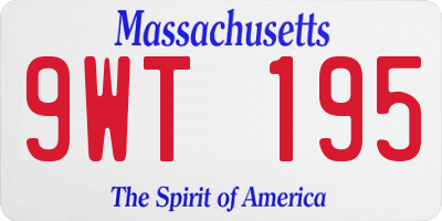 MA license plate 9WT195