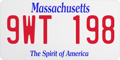 MA license plate 9WT198
