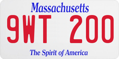 MA license plate 9WT200