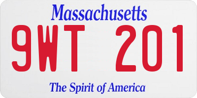 MA license plate 9WT201