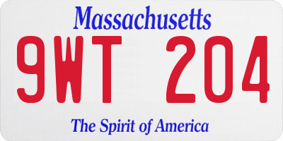 MA license plate 9WT204