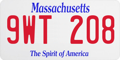 MA license plate 9WT208