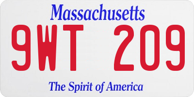MA license plate 9WT209