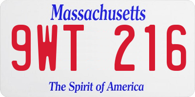 MA license plate 9WT216