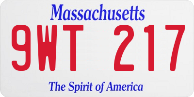 MA license plate 9WT217