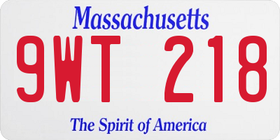 MA license plate 9WT218