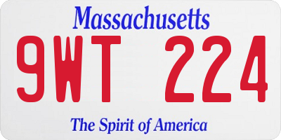 MA license plate 9WT224