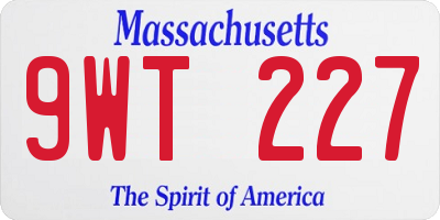 MA license plate 9WT227