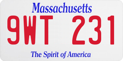 MA license plate 9WT231