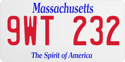 MA license plate 9WT232