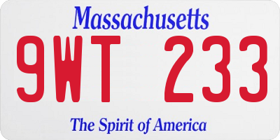 MA license plate 9WT233