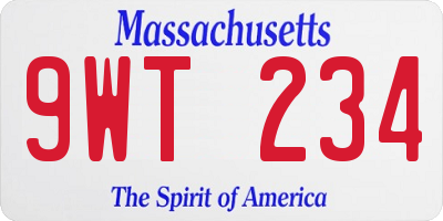 MA license plate 9WT234