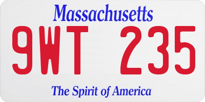 MA license plate 9WT235