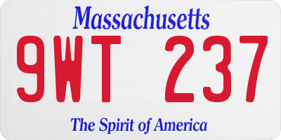 MA license plate 9WT237