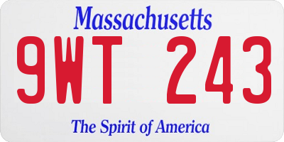 MA license plate 9WT243
