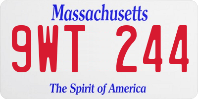 MA license plate 9WT244