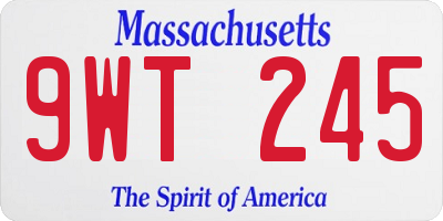 MA license plate 9WT245