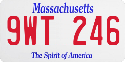 MA license plate 9WT246