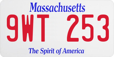 MA license plate 9WT253