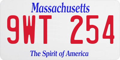 MA license plate 9WT254