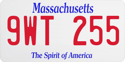 MA license plate 9WT255