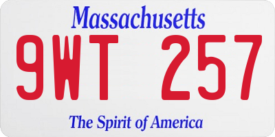 MA license plate 9WT257