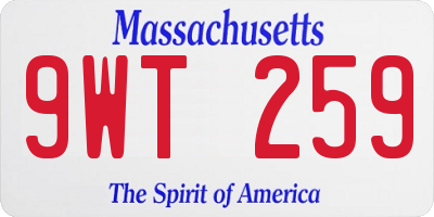 MA license plate 9WT259