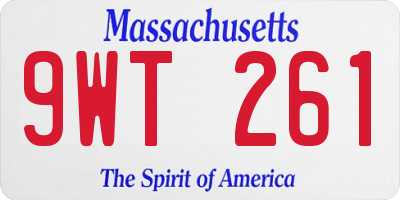 MA license plate 9WT261