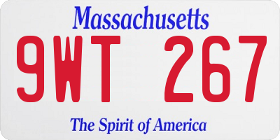MA license plate 9WT267