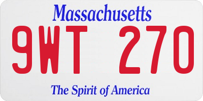 MA license plate 9WT270