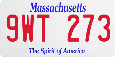 MA license plate 9WT273