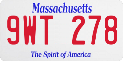 MA license plate 9WT278
