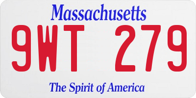 MA license plate 9WT279