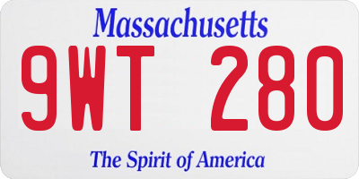 MA license plate 9WT280