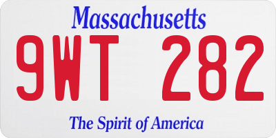 MA license plate 9WT282