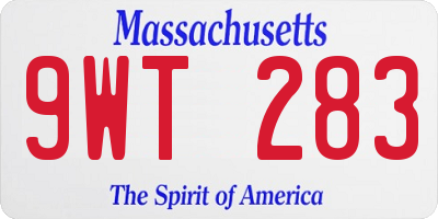 MA license plate 9WT283