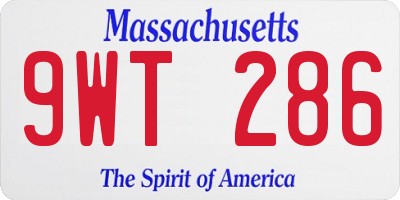 MA license plate 9WT286