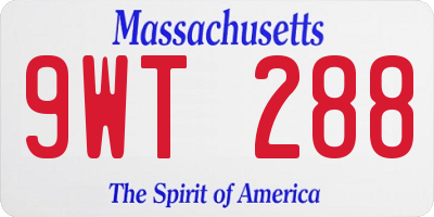 MA license plate 9WT288