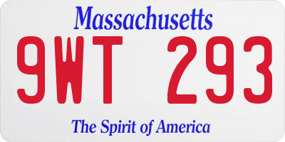 MA license plate 9WT293