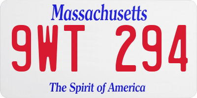 MA license plate 9WT294