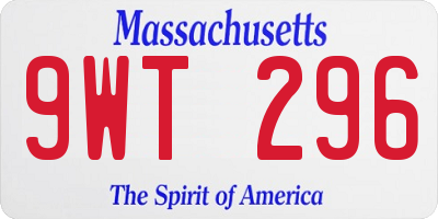 MA license plate 9WT296