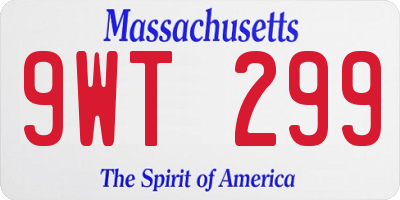 MA license plate 9WT299