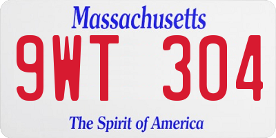 MA license plate 9WT304