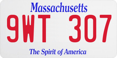 MA license plate 9WT307