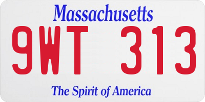 MA license plate 9WT313