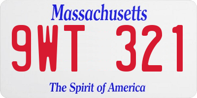 MA license plate 9WT321