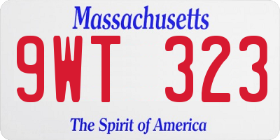 MA license plate 9WT323