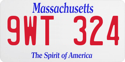 MA license plate 9WT324